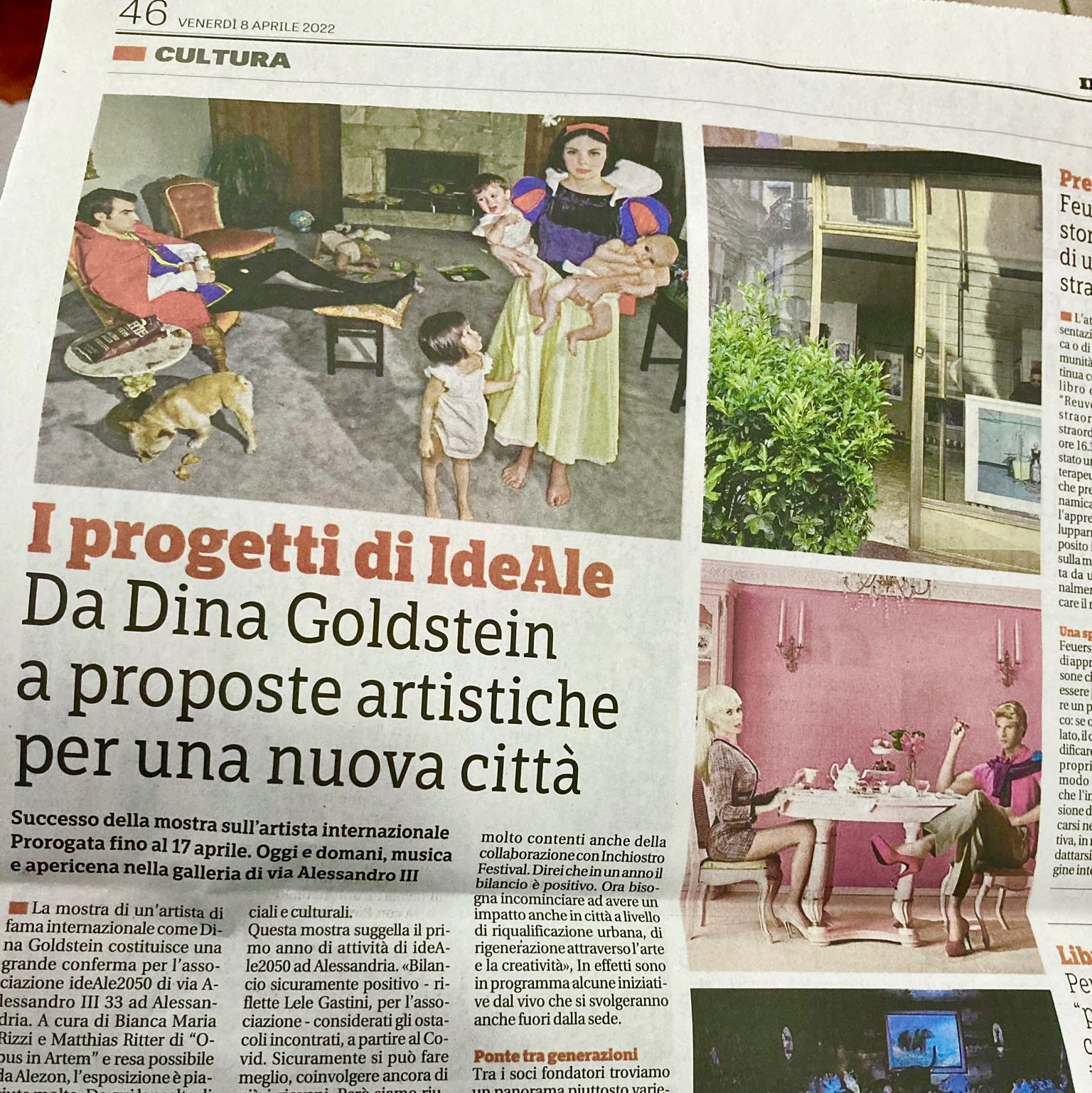 Italian Newspaper article about artist Dina Goldstein