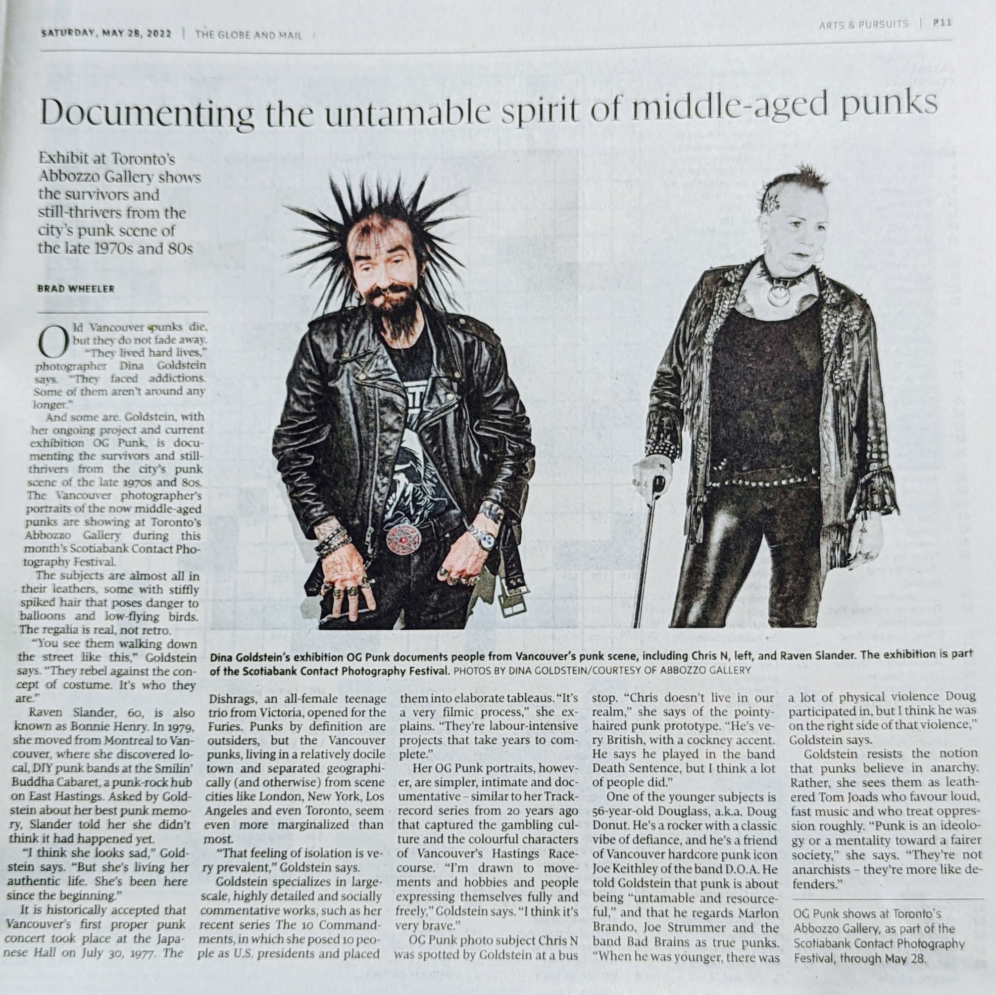 Artist Dina Goldstein OG Punk Photography project Globe & Mail article May28, 2022